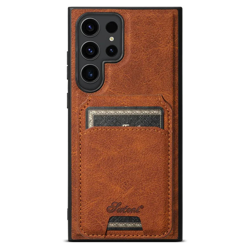 Magnetic Anti-fall Leather Phone Case With Card Holder For Samsung Galaxy - Mycasety Mycasety