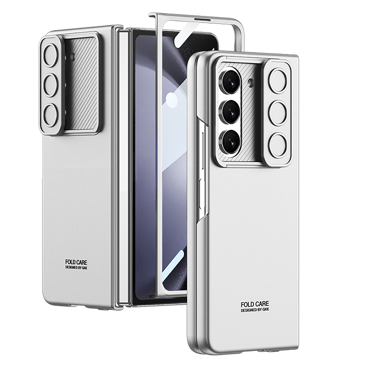 All-inclusive Lens Slide Protector Phone Case With Back Screen Protector For Galaxy Z Fold5 Silver / Samsung Galaxy Z Fold5 All-inclusive Lens Slide Protector Phone Case With Back Screen Protector For Galaxy Z Fold5 Silver / Samsung Galaxy Z Fold5