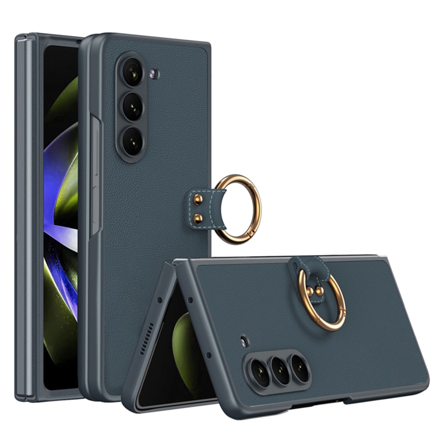 All-inclusive Ring Holder Protective Leather Cover For Samsung Galaxy Z Fold 5/4/3 5G - Mycasety Mycasety