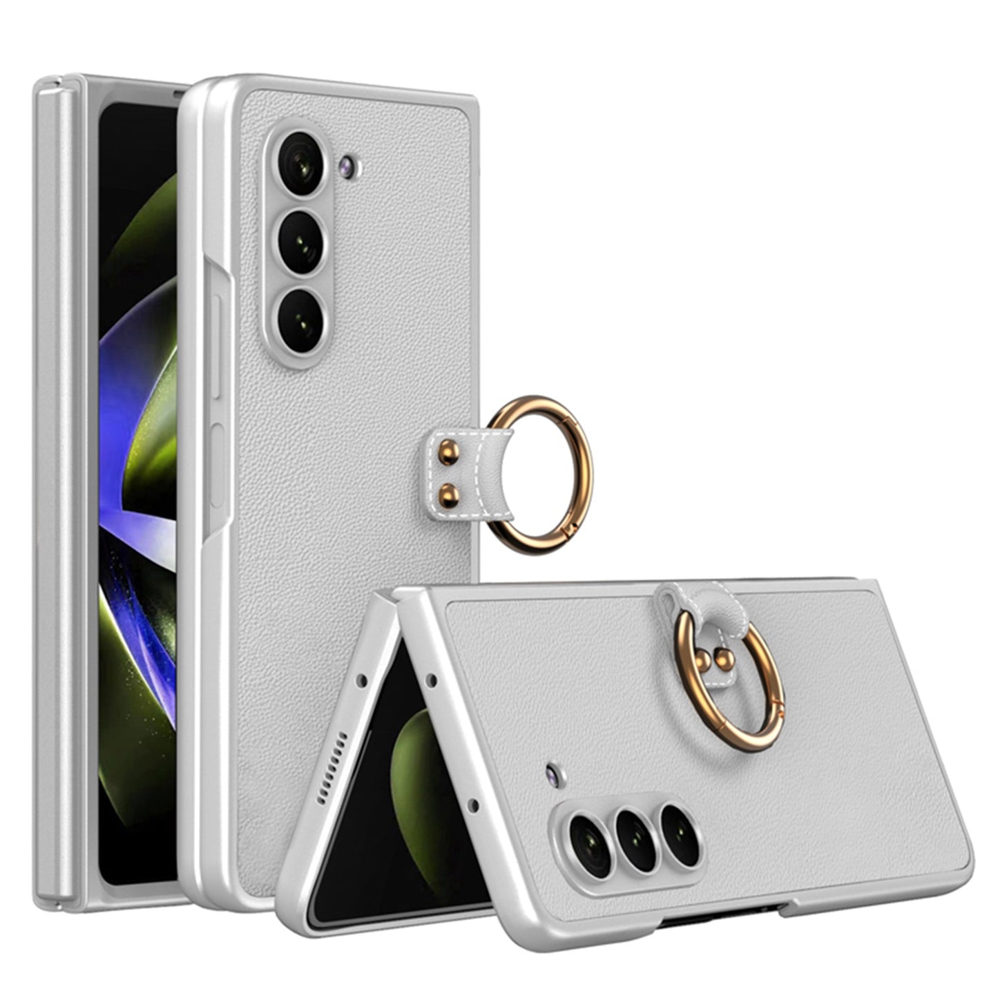 All-inclusive Ring Holder Protective Leather Cover For Samsung Galaxy Z Fold 5/4/3 5G - Mycasety Mycasety
