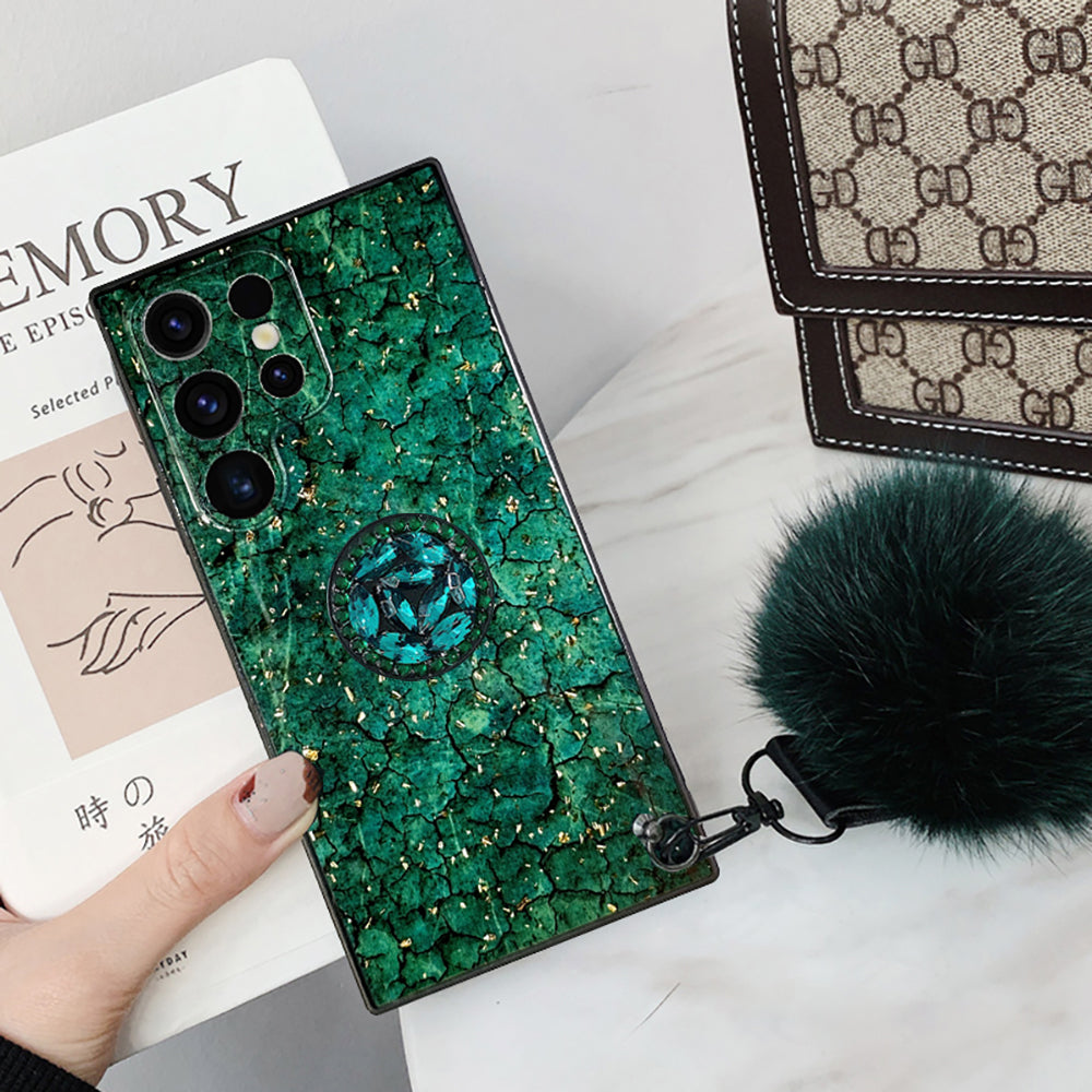 Retro Hair Ball Airbag Bracket Diamond Case for Samsung - mycasety2023 Mycasety