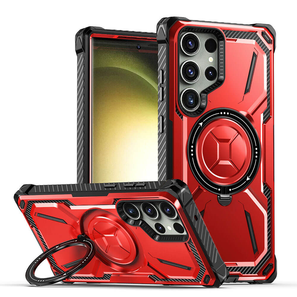 Metal Armor Four Corners Anti-Fall Magnetic Phone Case For Galaxy