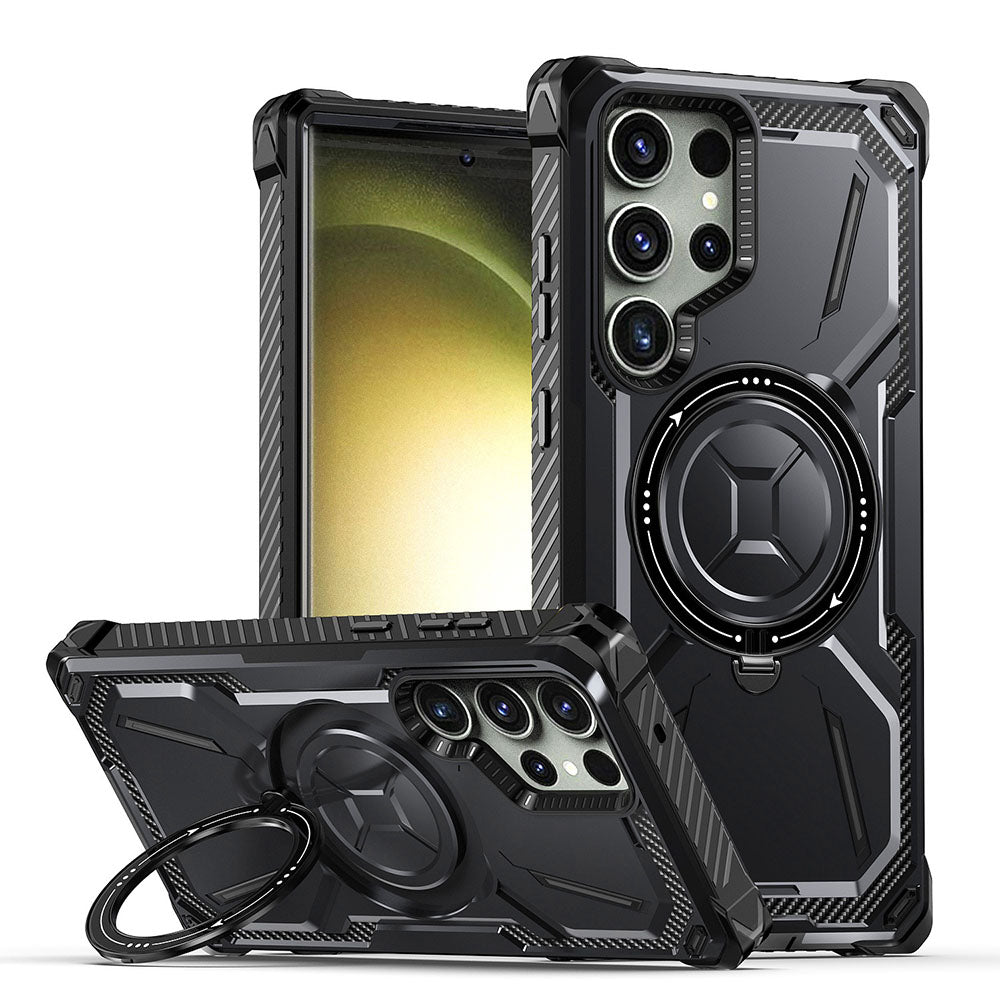 Metal Armor Four Corners Anti-Fall Magnetic Phone Case For Galaxy
