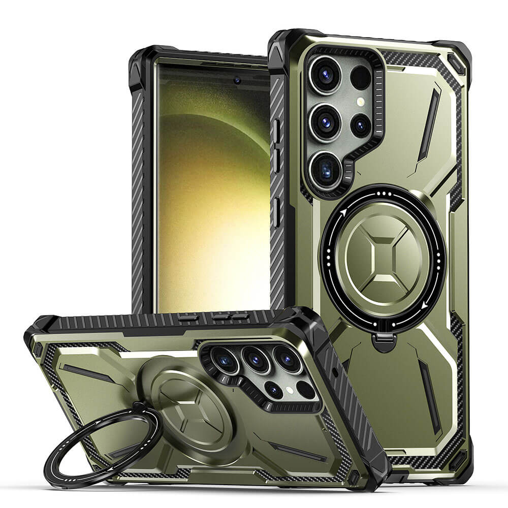 Metal Armor Four Corners Anti-Fall Magnetic Phone Case For Galaxy