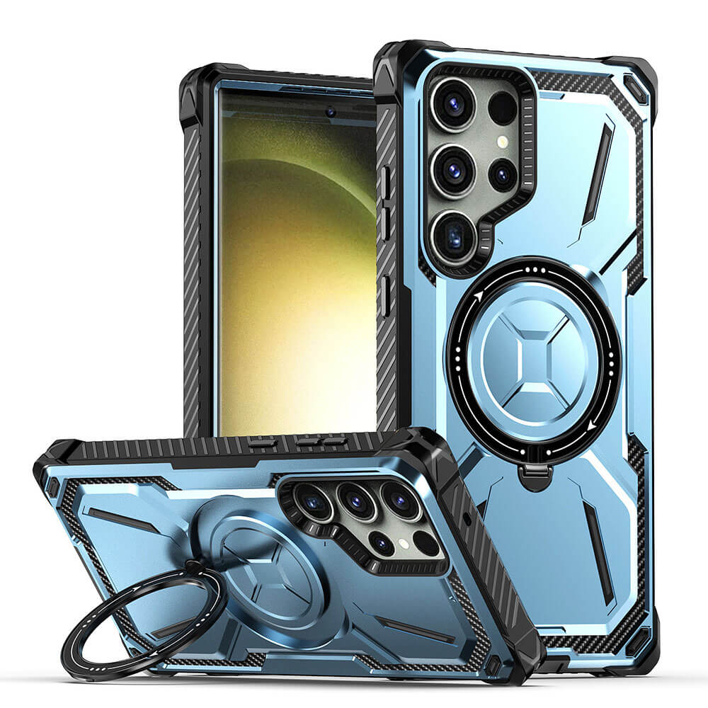 Metal Armor Four Corners Anti-Fall Magnetic Phone Case For Galaxy