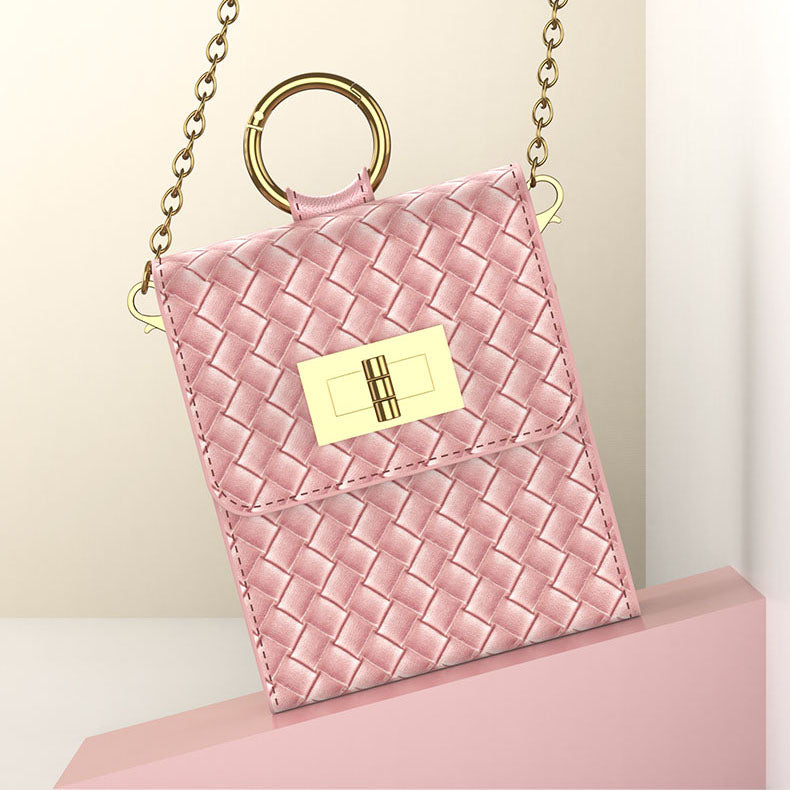Luxury Leather Mini Phone Bag with Gold Chain For Samsung Galaxy Z Flip4 Flip3 5G - Mycasety Mycasety