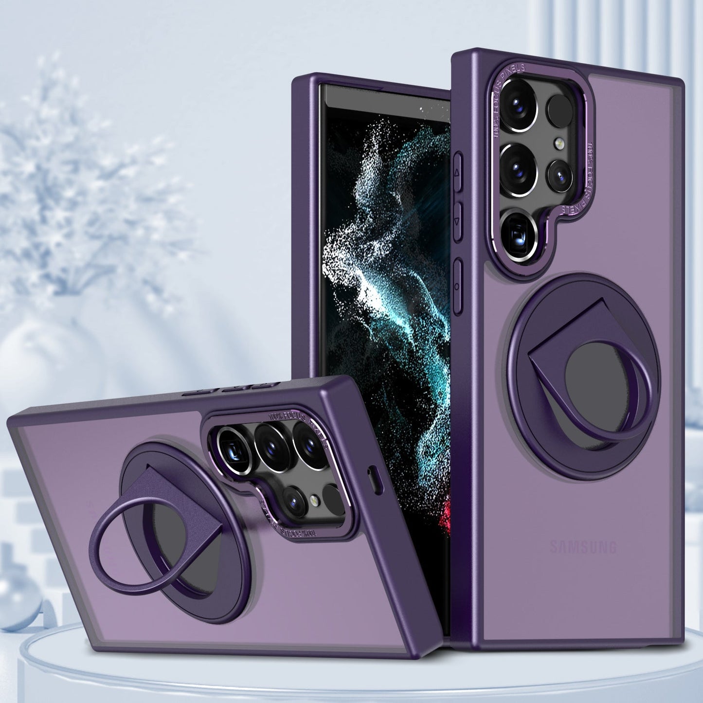 Magnetic Suction Bracket Electroplated Matte Protective Phone Case For Samsung Galaxy S23 S22 Ultra Plus - mycasety2023 Mycasety