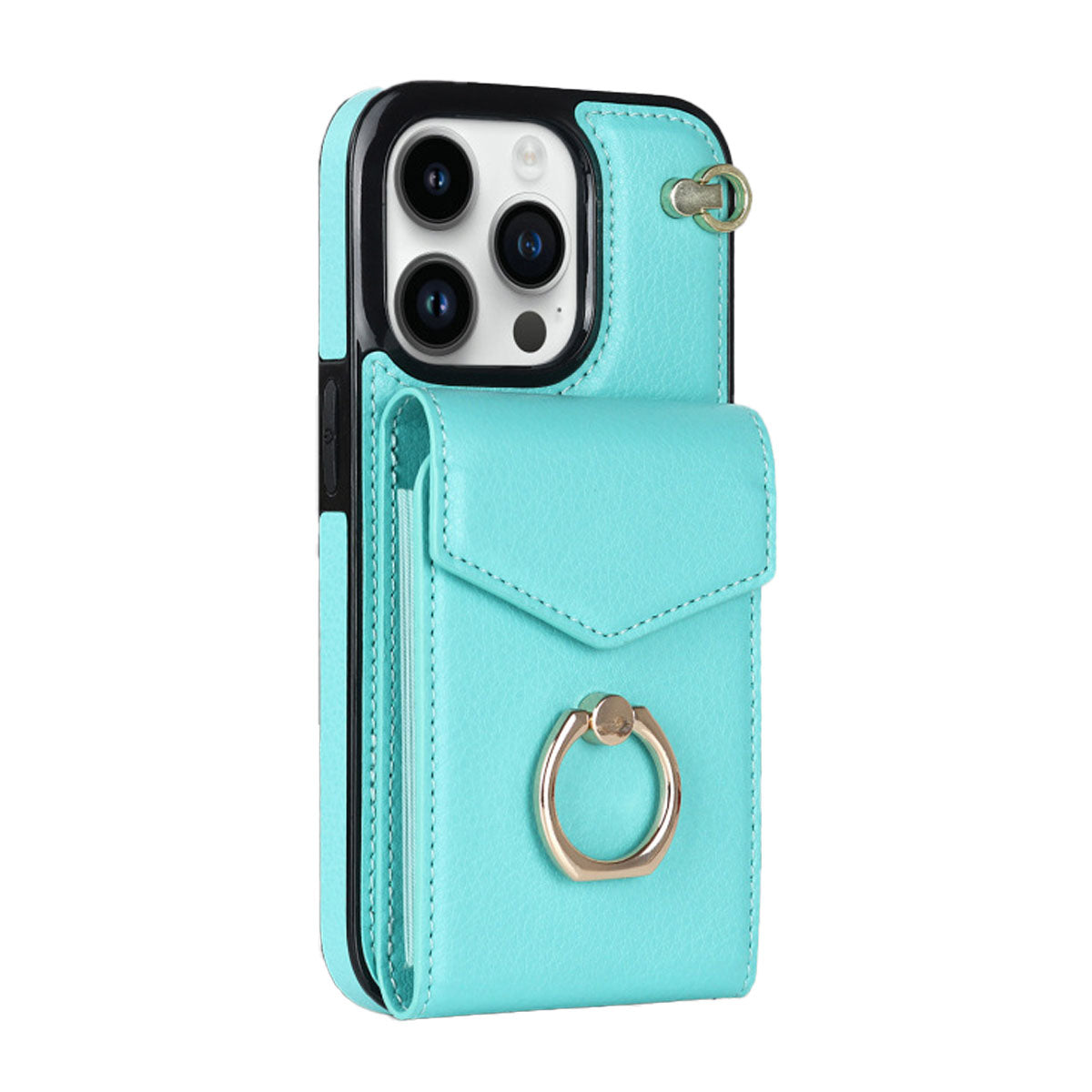 Luxurious Leather Card Holder Anti-fall Protective iPhone Case With Wrist Strap - Mycasety Mycasety