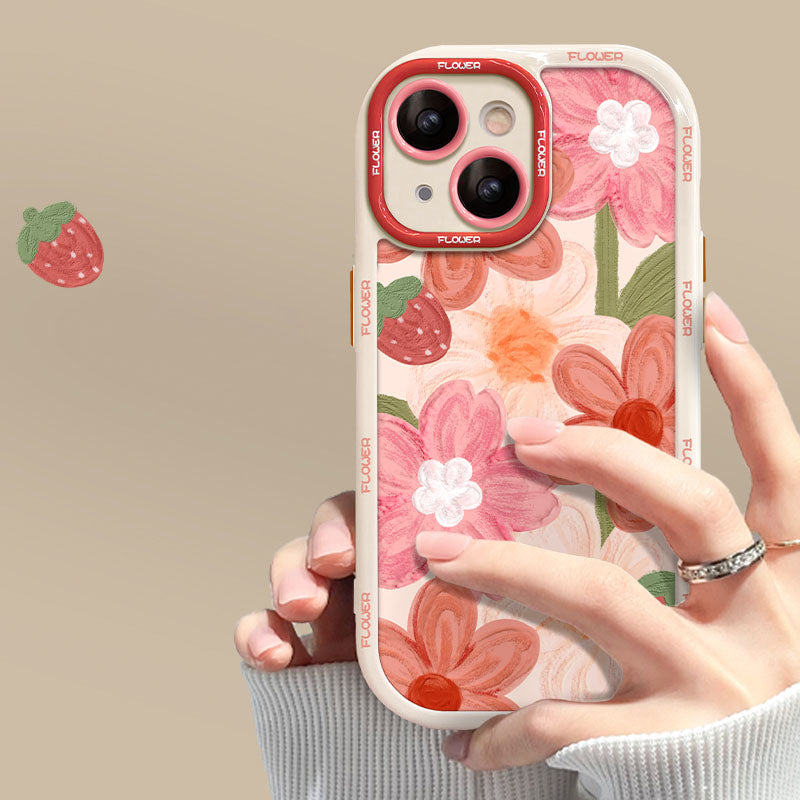 Oil Painting Strawberry Flower Bracelet iPhone Case - Mycasety Mycasety