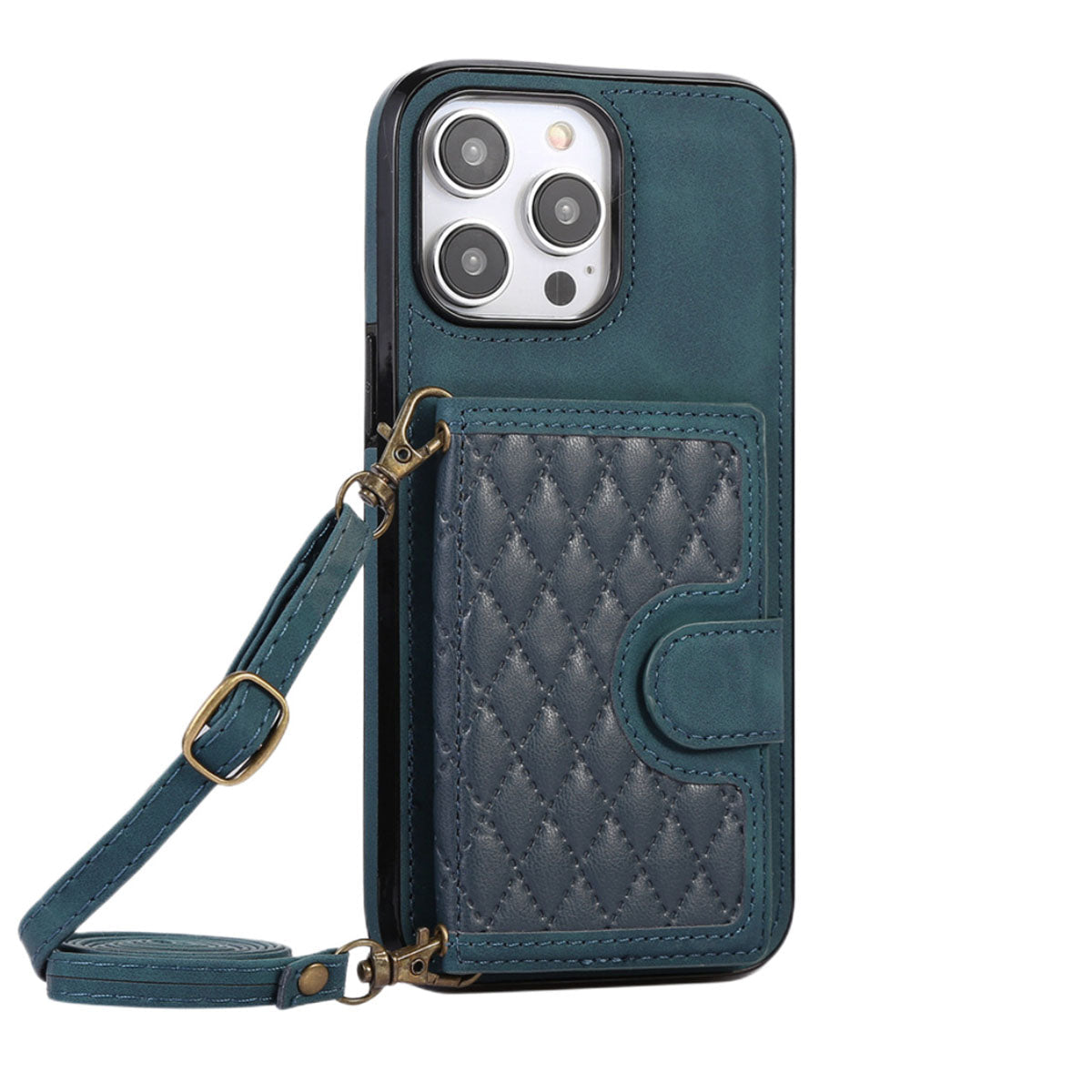 Luxurious Leather Card Holder Anti-fall Protective iPhone Case With Lanyard - Mycasety Mycasety