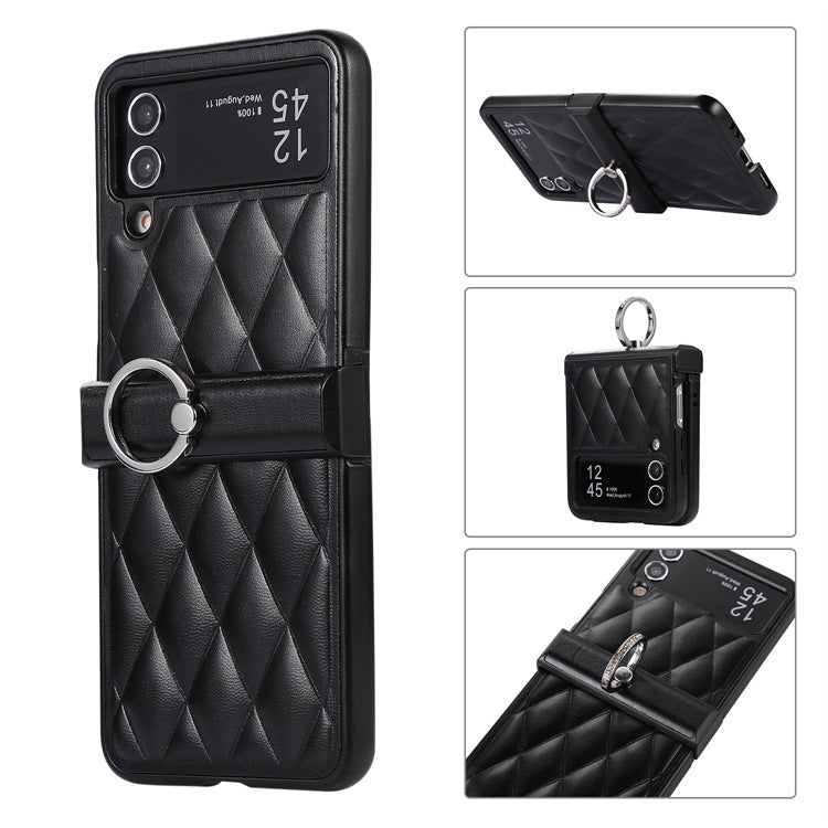 High-grade Rhombic Leather Ring Buckle For Samsung Galaxy Z Flip3/4 Case - Mycasety Mycasety