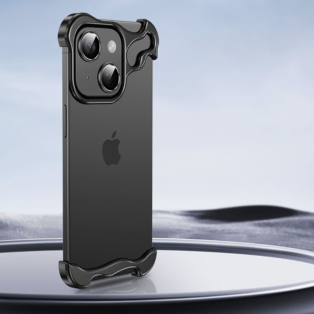 Frameless Aluminum Alloy Metal Corner Pad Anti-Fall Phone Case With Lens Protective Film For iPhone Black / iPhone 14 Pro Max Frameless Aluminum Alloy Metal Corner Pad Anti-Fall Phone Case With Lens Protective Film For iPhone Black / iPhone 14 Pro Max