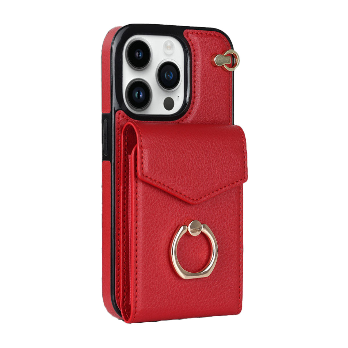 Luxurious Leather Card Holder Anti-fall Protective iPhone Case With Wrist Strap - Mycasety Mycasety
