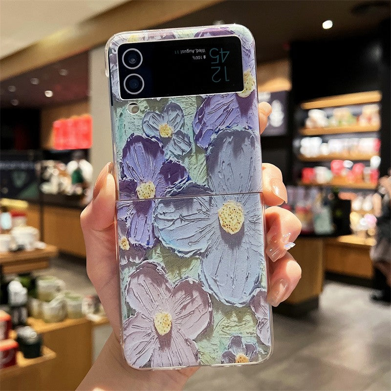 Oil Painting Flower Adapted For Samsung Galaxy Z Flip3/4 Case - Mycasety Mycasety