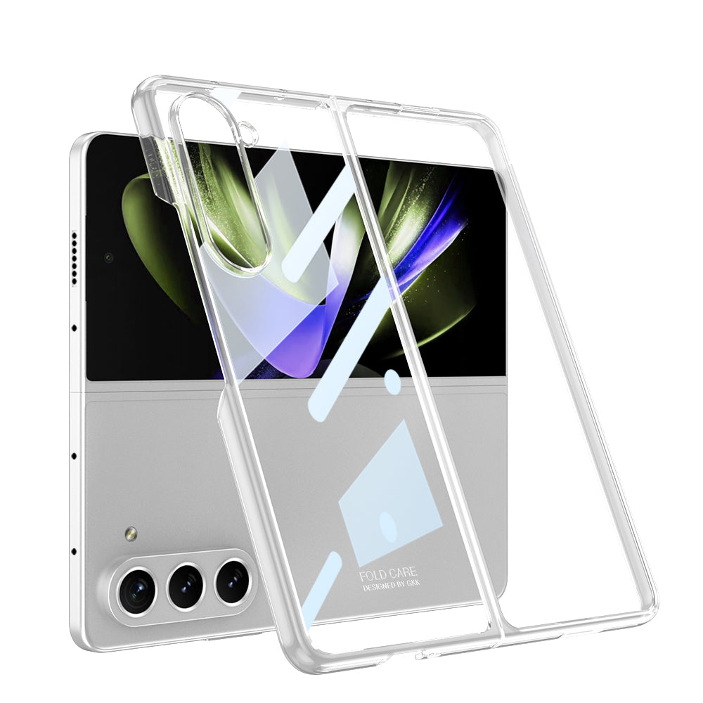 Electroplated Phantom Galaxy Z Fold 5 Case with Front Screen Tempered Glass Protector & Ring - Mycasety Mycasety
