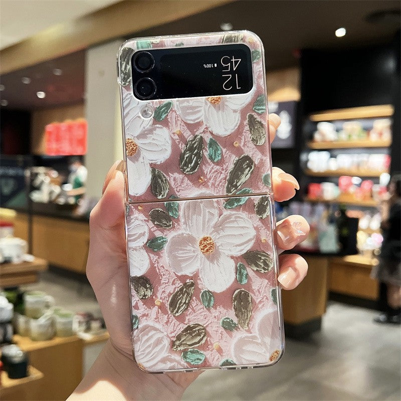 Oil Painting Flower Adapted For Samsung Galaxy Z Flip3/4 Case - Mycasety Mycasety