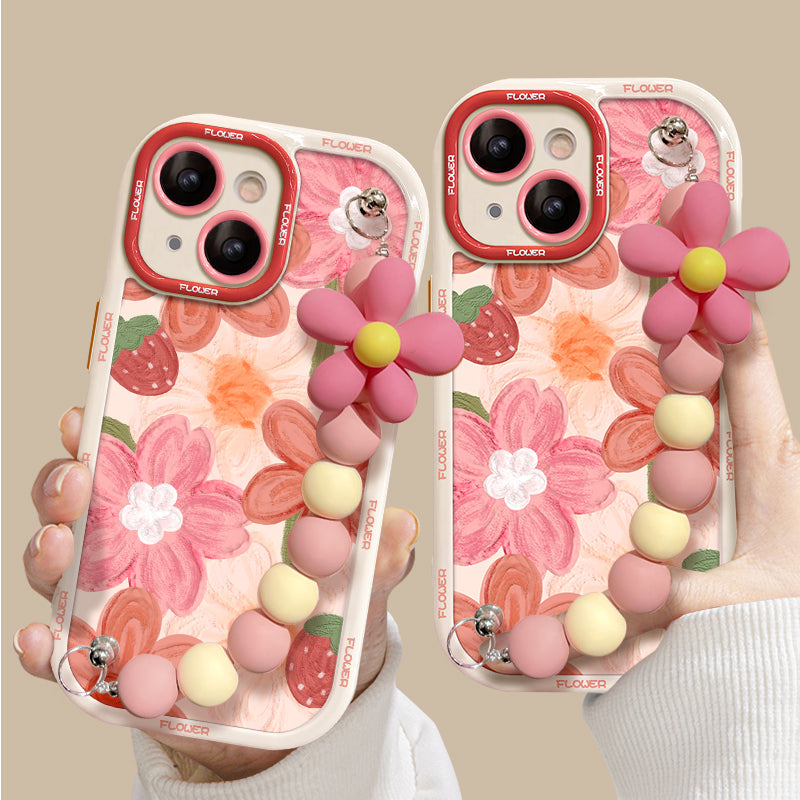 Oil Painting Strawberry Flower Bracelet iPhone Case - Mycasety Mycasety