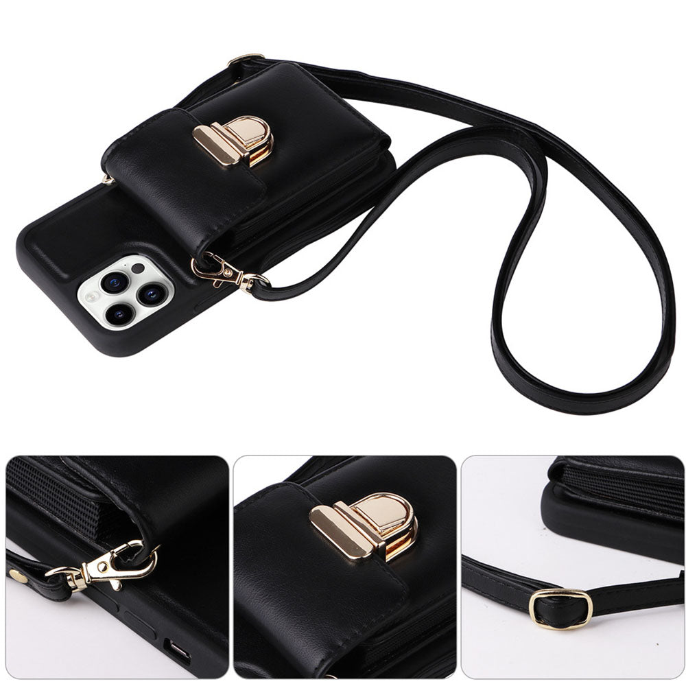 Luxurious Leather Card Holder Anti-fall Protective iPhone Case With Lanyard - Mycasety Mycasety