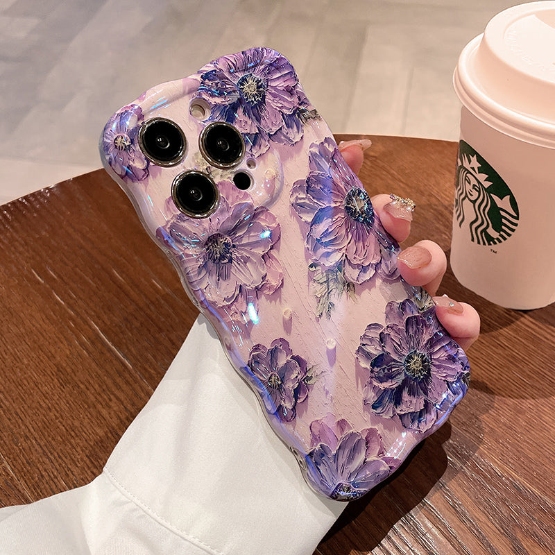 Gentle Oil Painting Flower iPhone Case - Mycasety Mycasety