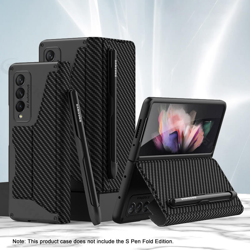 Leather Pen Holder Armor Back Case For Samsung Galaxy Z Fold3 Fold4 5G - Mycasety Mycasety