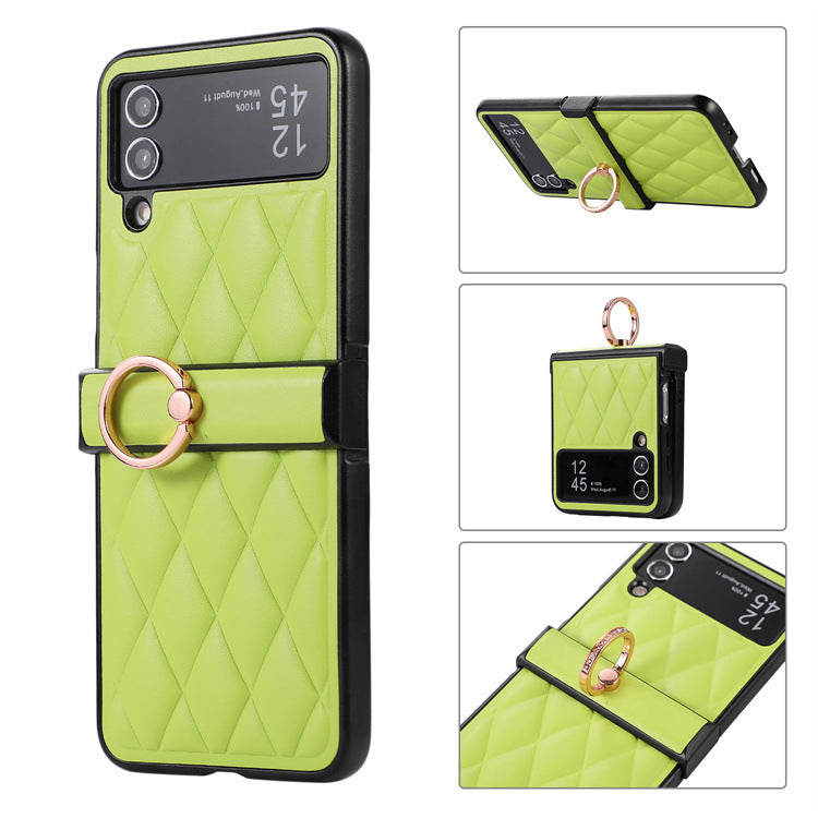 High-grade Rhombic Leather Ring Buckle For Samsung Galaxy Z Flip3/4 Case - Mycasety Mycasety