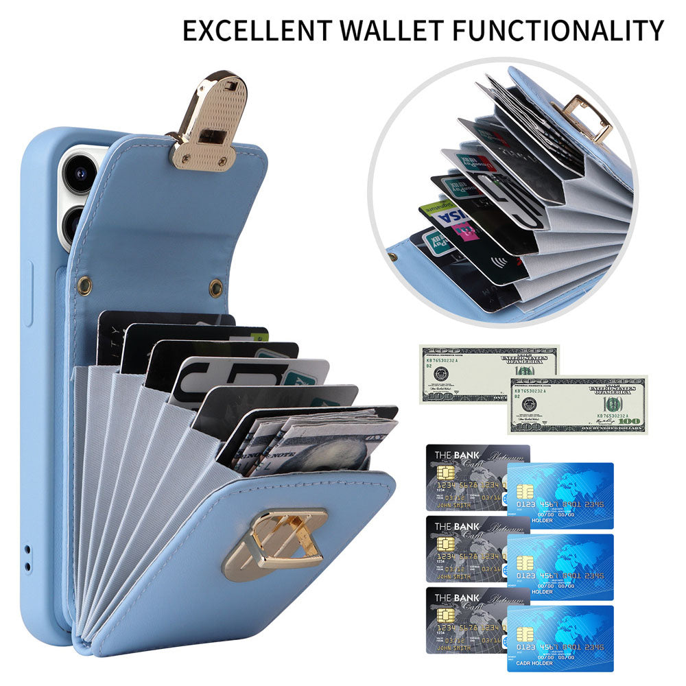 Luxurious Leather Card Holder Anti-fall Protective iPhone Case With Lanyard - Mycasety Mycasety