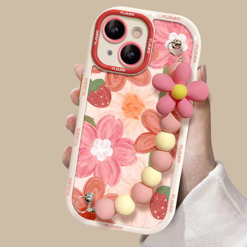 Oil Painting Strawberry Flower Bracelet iPhone Case - Mycasety Mycasety