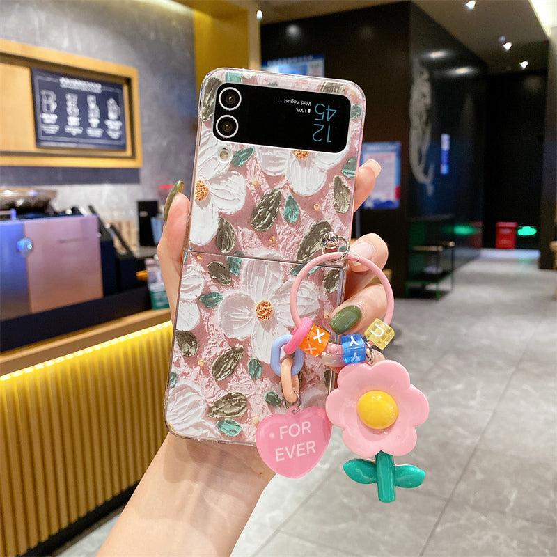 Oil Painting Flower Adapted For Samsung Galaxy Z Flip3/4 Case - Mycasety Mycasety