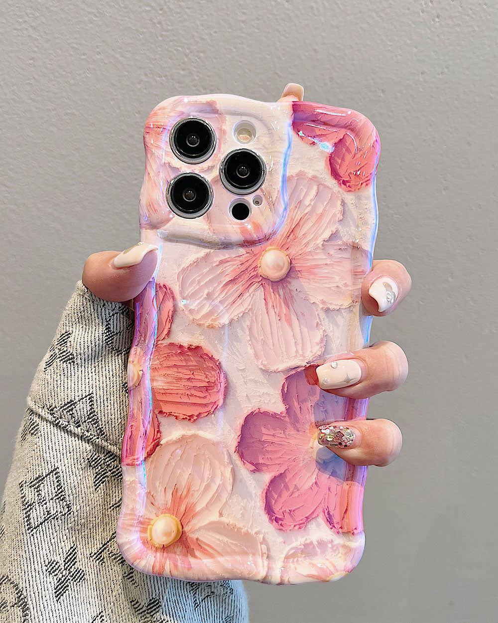 Luxurious Oil Painting Pink Rose Flower iPhone Case - Mycasety Mycasety