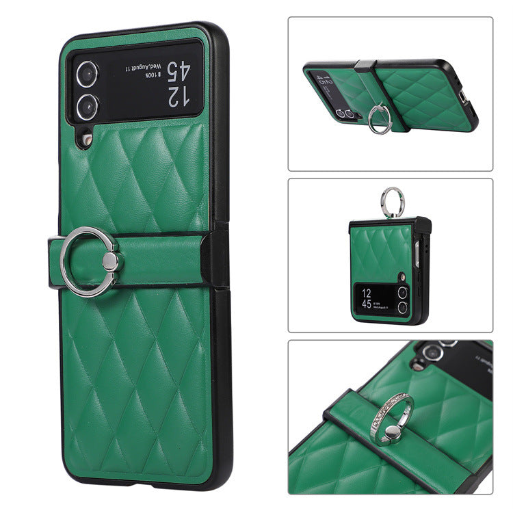 High-grade Rhombic Leather Ring Buckle For Samsung Galaxy Z Flip3/4 Case - Mycasety Mycasety