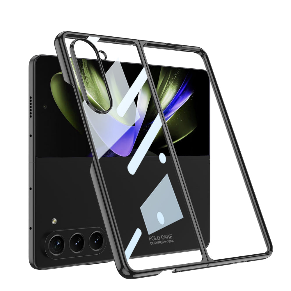Electroplated Phantom Galaxy Z Fold 5 Case with Front Screen Tempered Glass Protector & Ring - Mycasety Mycasety