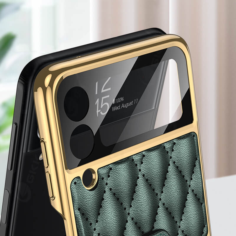 Luxury Leather Electroplating Diamond Protective Cover For Samsung Galaxy Z Flip4 Flip3 5G - Mycasety Mycasety