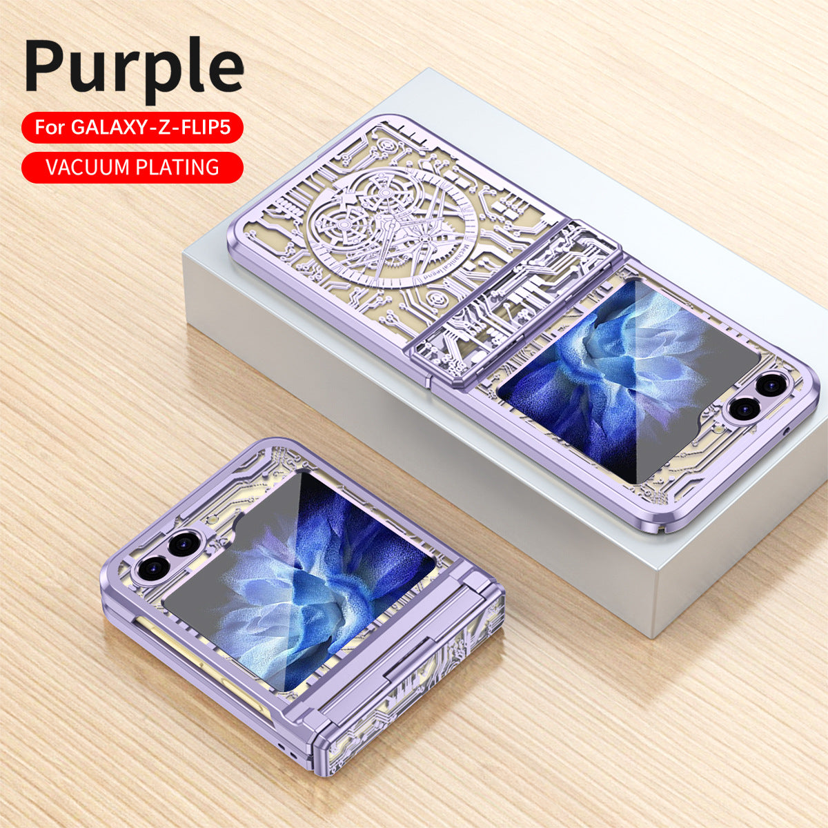 Cyberpunk Style Phone Case For Galaxy Z Flip5 Flip4 Flip3 5G Purple / Samsung Galaxy Z Flip4 5G Cyberpunk Style Phone Case For Galaxy Z Flip5 Flip4 Flip3 5G Purple / Samsung Galaxy Z Flip4 5G