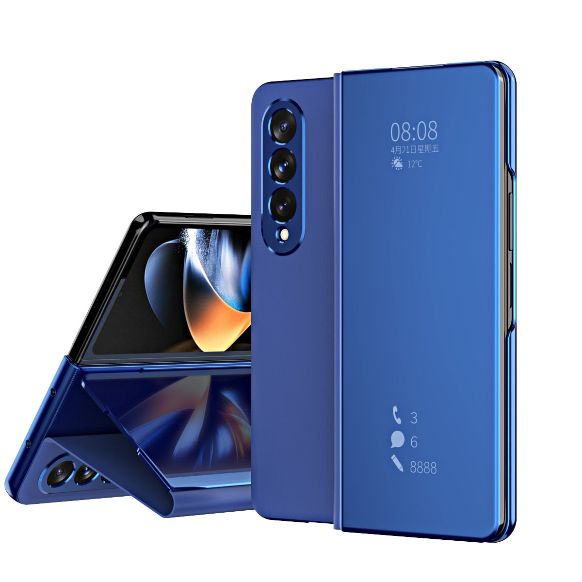 Mirror Clear View Flip Case For Samsung Galaxy Z Fold4 5G - Mycasety Mycasety