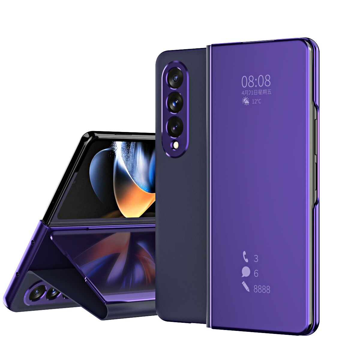 Mirror Clear View Flip Case For Samsung Galaxy Z Fold4 5G - Mycasety Mycasety