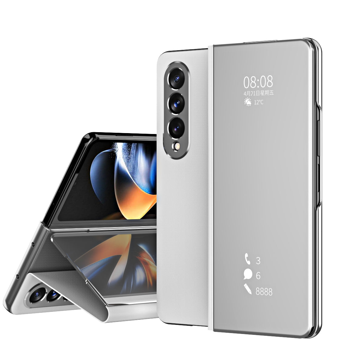 Mirror Clear View Flip Case For Samsung Galaxy Z Fold4 5G - Mycasety Mycasety