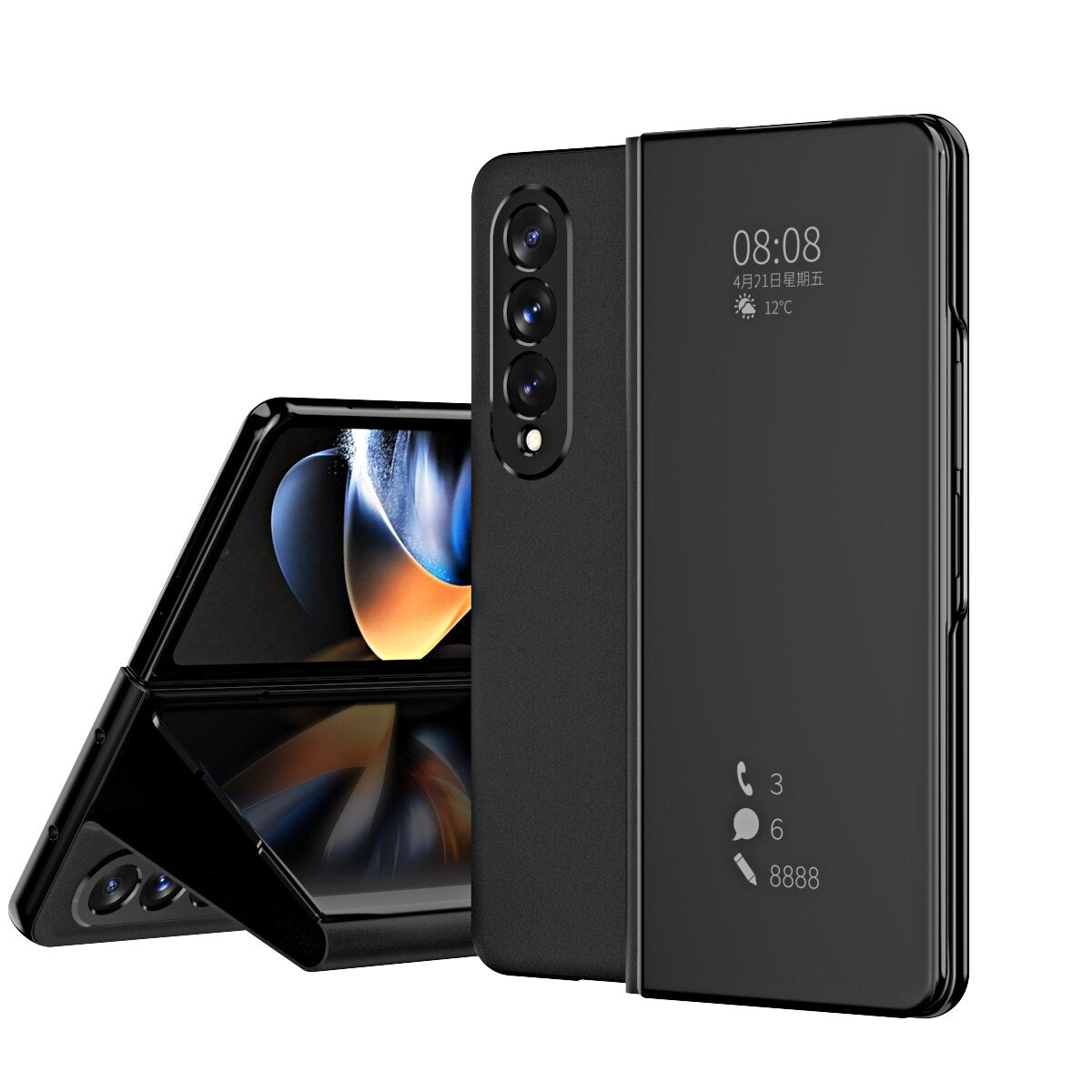 Mirror Clear View Flip Case For Samsung Galaxy Z Fold4 5G - Mycasety Mycasety