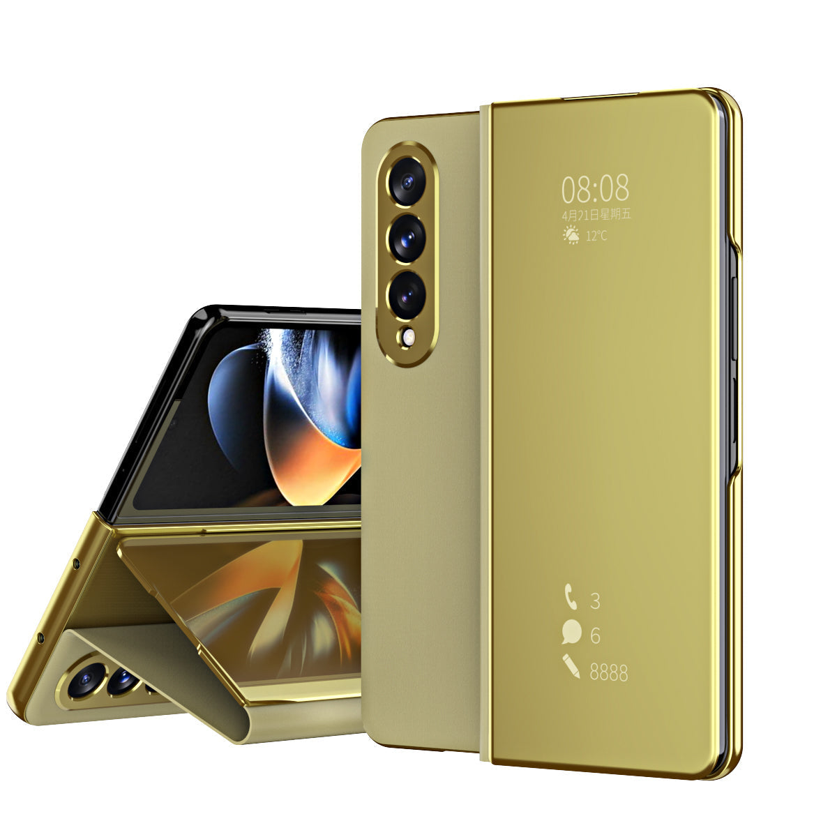 Mirror Clear View Flip Case For Samsung Galaxy Z Fold4 5G - Mycasety Mycasety