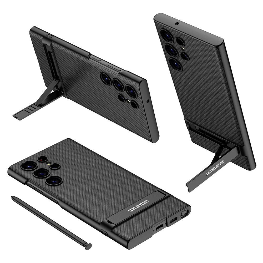 Luxury Leather Invisible Bracket Phone Case For Samsung Galaxy S24 S23 Ultra Plus - Mycasety Mycasety