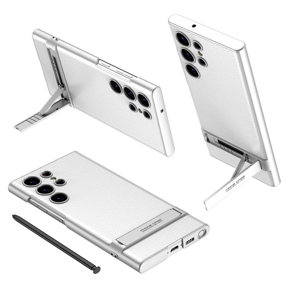 Luxury Leather Invisible Bracket Phone Case For Samsung Galaxy S24 S23 Ultra Plus - Mycasety Mycasety