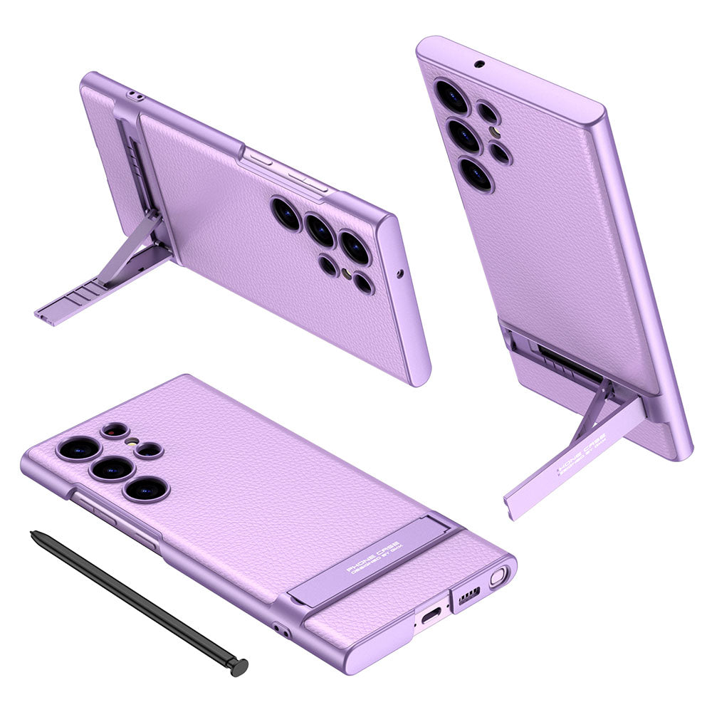 Luxury Leather Invisible Bracket Phone Case For Samsung Galaxy S24 S23 Ultra Plus - Mycasety Mycasety