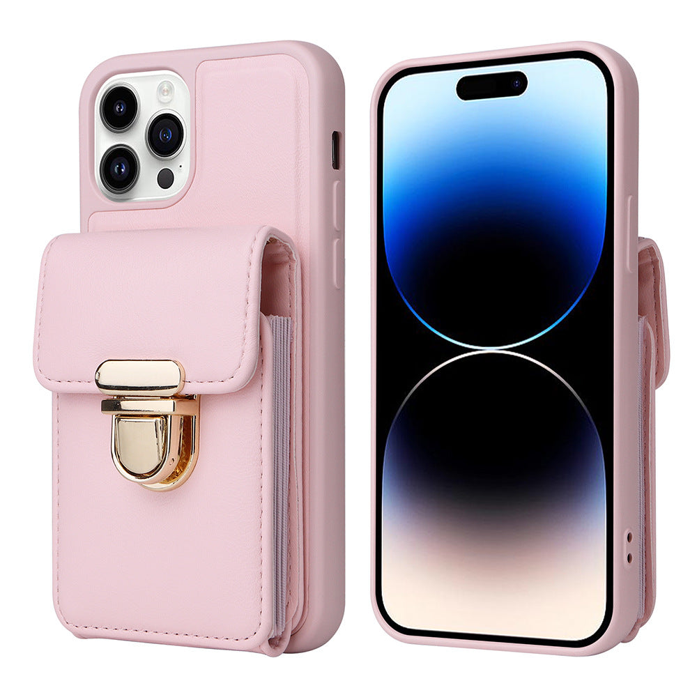 Luxurious Leather Card Holder Anti-fall Protective iPhone Case With Lanyard - Mycasety Mycasety