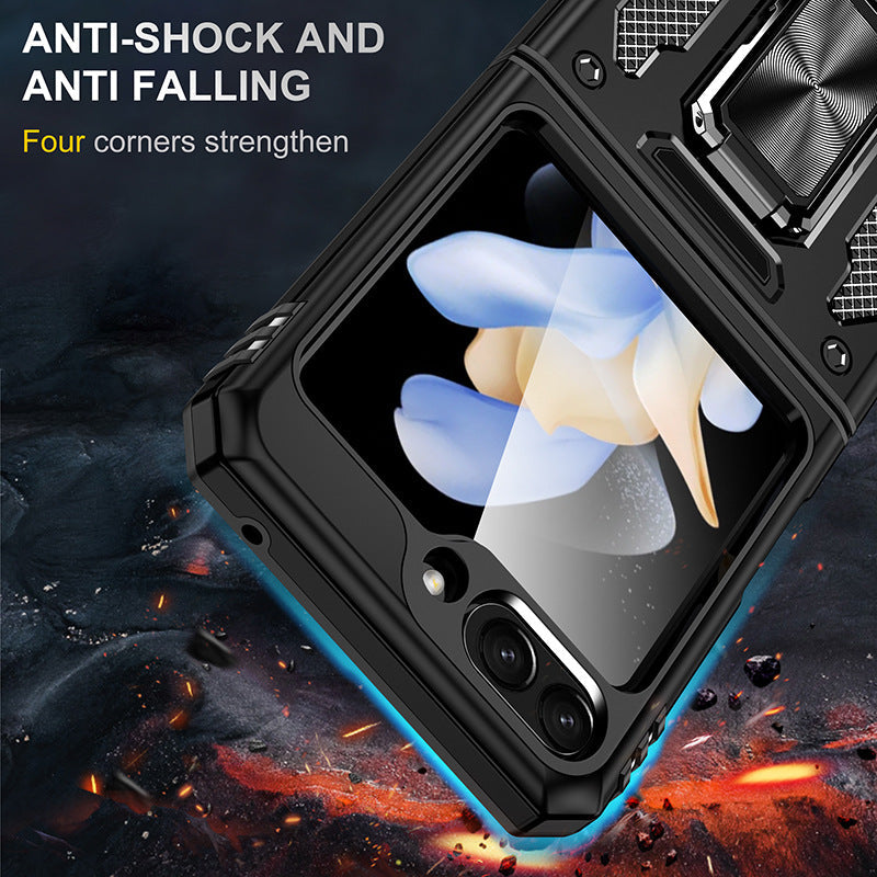 Samsung Z Flip 5 Case Metal Ring Car Magnetic Bracket Protective Case - mycasety2023 Mycasety