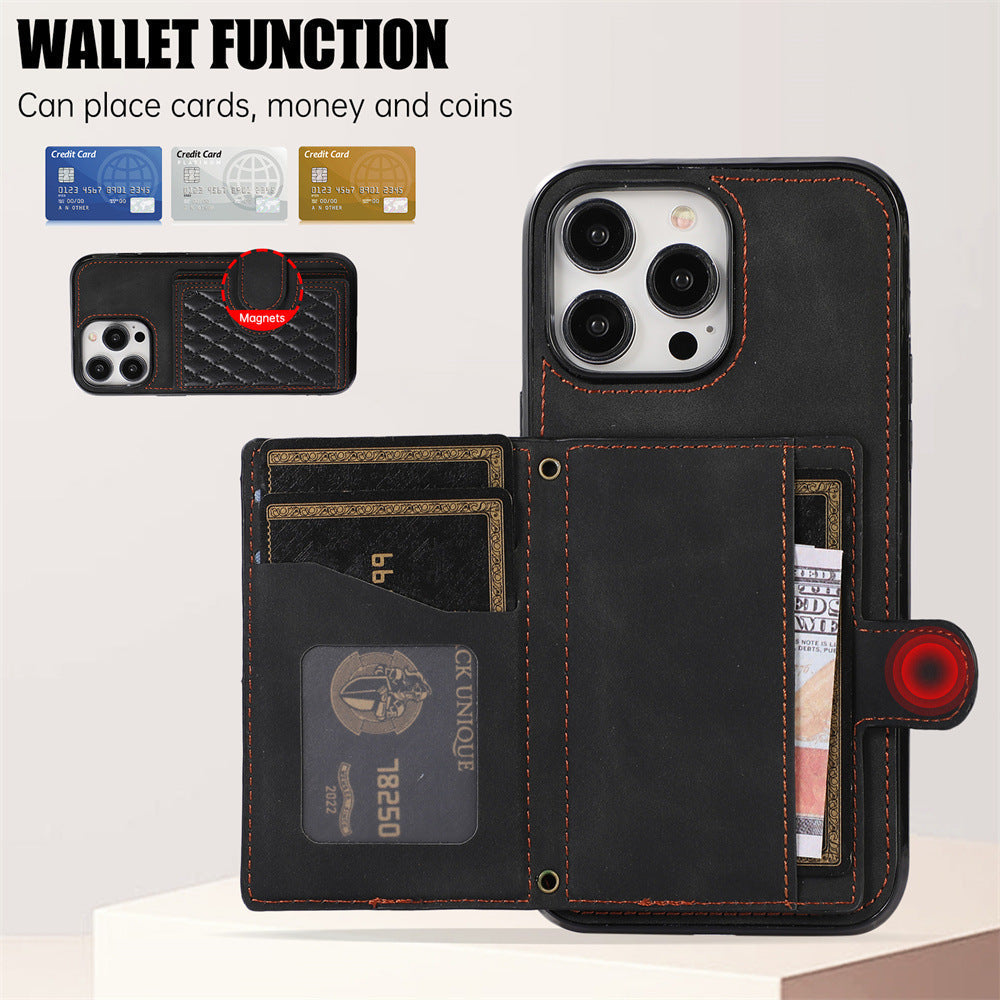 Luxurious Leather Card Holder Anti-fall Protective iPhone Case With Lanyard - Mycasety Mycasety