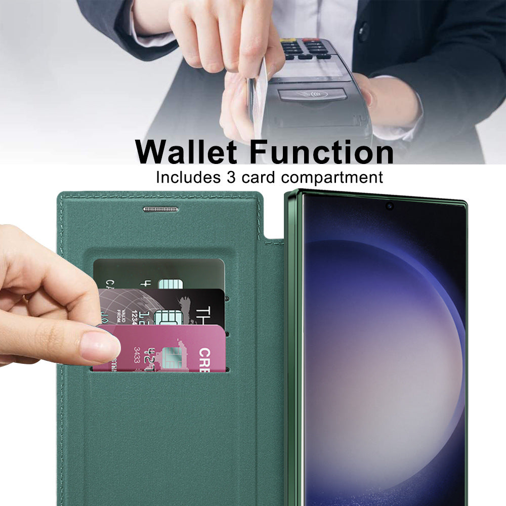 Luxury Flip Leather Magnetic Phone Case Support Magsafe For Samsung Galaxy S23 Ultra Plus - Mycasety Mycasety
