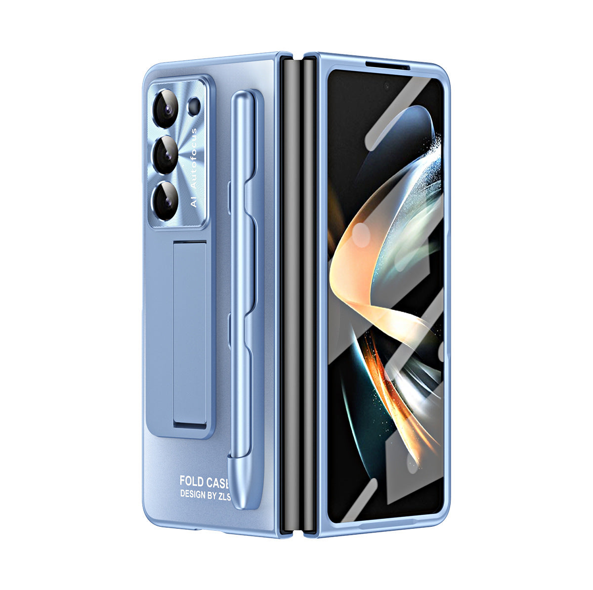 Ultra-thin Electroplated Galaxy Z Fold5 Case with Front Screen Protector Pen Slot Free Stylus & Kick-stand - mycasety2023 Mycasety