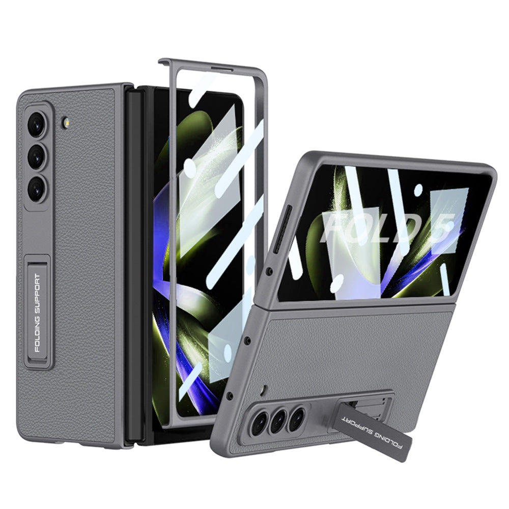 Leather Samsung Galaxy Z Fold5 Case With Film Kickstand - Mycasety Mycasety