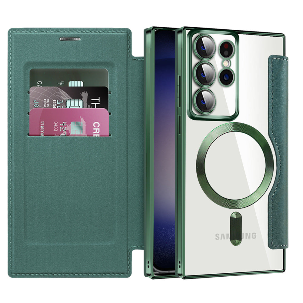 Luxury Flip Leather Magnetic Phone Case Support Magsafe For Samsung Galaxy S23 Ultra Plus - Mycasety Mycasety