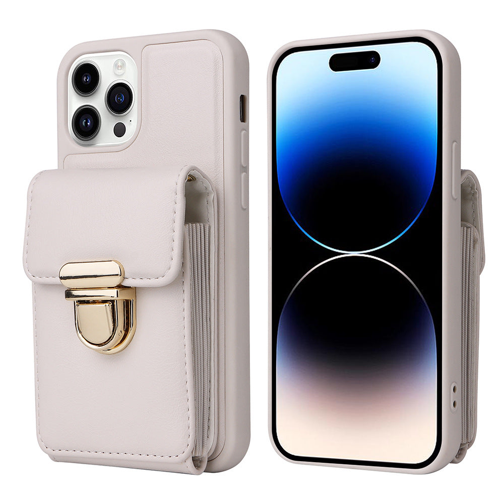 Luxurious Leather Card Holder Anti-fall Protective iPhone Case With Lanyard - Mycasety Mycasety