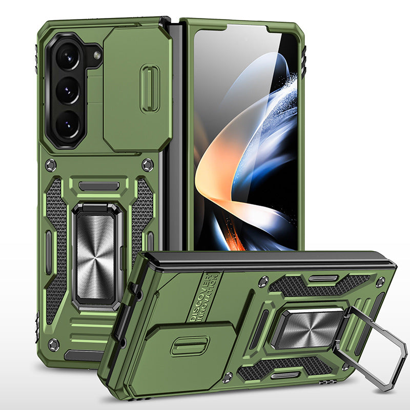 Samsung Galaxy Z Fold5 Case Armor Heavy Duty Shell Magnetic Car Holder and Lens Slide(Pre-sell) - Mycasety Mycasety